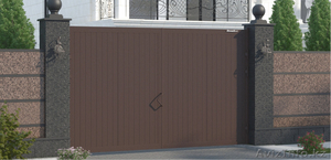 Уличные распашные ворота в алюминиевой раме с заполнением сэндвич панелями SWG-A - Изображение #1, Объявление #1565753